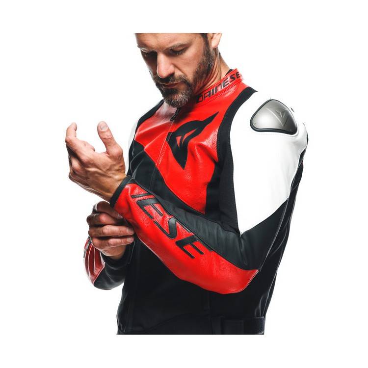 GIACCA PELLE SPORTIVA BLACK-MATT LAVA-RED WHITE | DAINESE