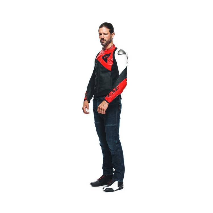 GIACCA PELLE SPORTIVA BLACK-MATT LAVA-RED WHITE | DAINESE