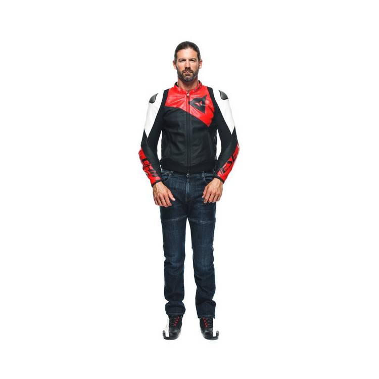 GIACCA PELLE SPORTIVA BLACK-MATT LAVA-RED WHITE | DAINESE