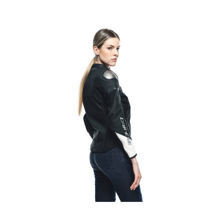 GIACCA IN PELLE RAPIDA LADY LEATHER JACKET BLACK-MATT BLACK-MATT WHITE | DAINESE