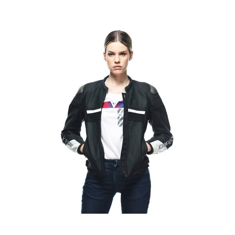 GIACCA IN PELLE RAPIDA LADY LEATHER JACKET BLACK-MATT BLACK-MATT WHITE | DAINESE