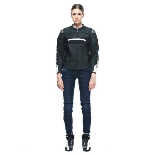 GIACCA IN PELLE RAPIDA LADY LEATHER JACKET BLACK-MATT BLACK-MATT WHITE | DAINESE