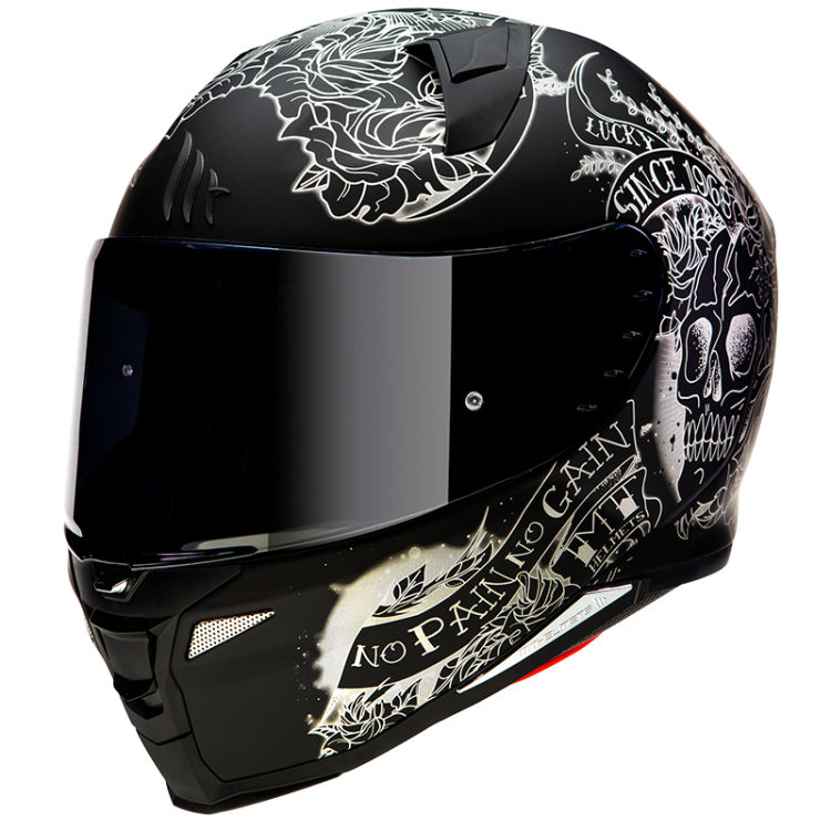 CASCO INTEGRALE REVENGE 2 SKULL & ROSES A1 NERO MATE | MT HELMETS