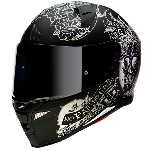 CASCO INTEGRALE REVENGE 2 SKULL & ROSES A1 NERO MATE | MT HELMETS