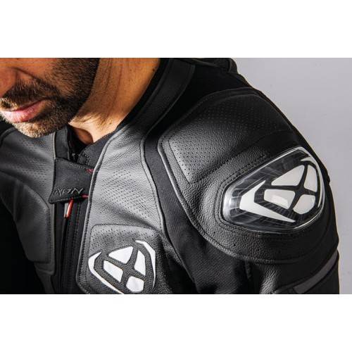 VENDETTA JK EVO NERO ANTRACITE ARANCIONE GIUBBOTTO PELLE UOMO | IXON