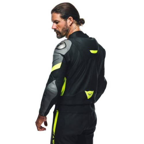 TUTA AVRO 4 PELLE 2PCS  BLACK-MATT CHARCOAL-GRAY FLUO-YELLO | DAINESE