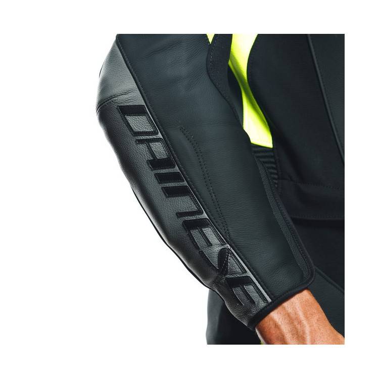 TUTA AVRO 4 PELLE 2PCS  BLACK-MATT CHARCOAL-GRAY FLUO-YELLO | DAINESE