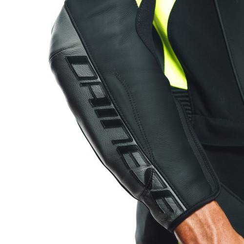 TUTA AVRO 4 PELLE 2PCS  BLACK-MATT CHARCOAL-GRAY FLUO-YELLO | DAINESE