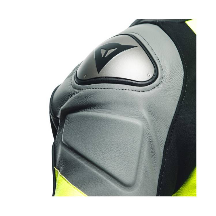 TUTA AVRO 4 PELLE 2PCS  BLACK-MATT CHARCOAL-GRAY FLUO-YELLO | DAINESE