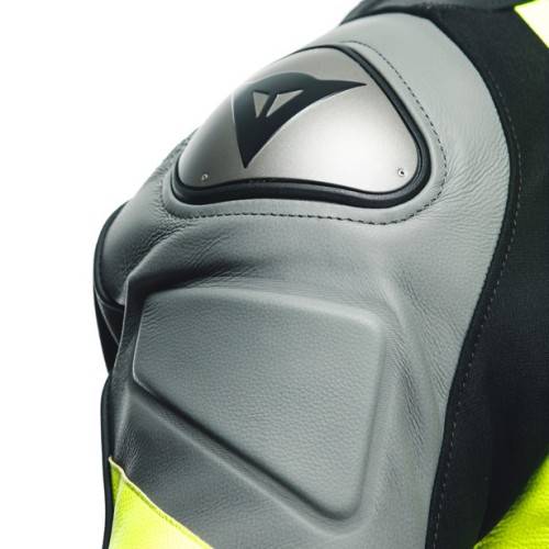 TUTA AVRO 4 PELLE 2PCS  BLACK-MATT CHARCOAL-GRAY FLUO-YELLO | DAINESE