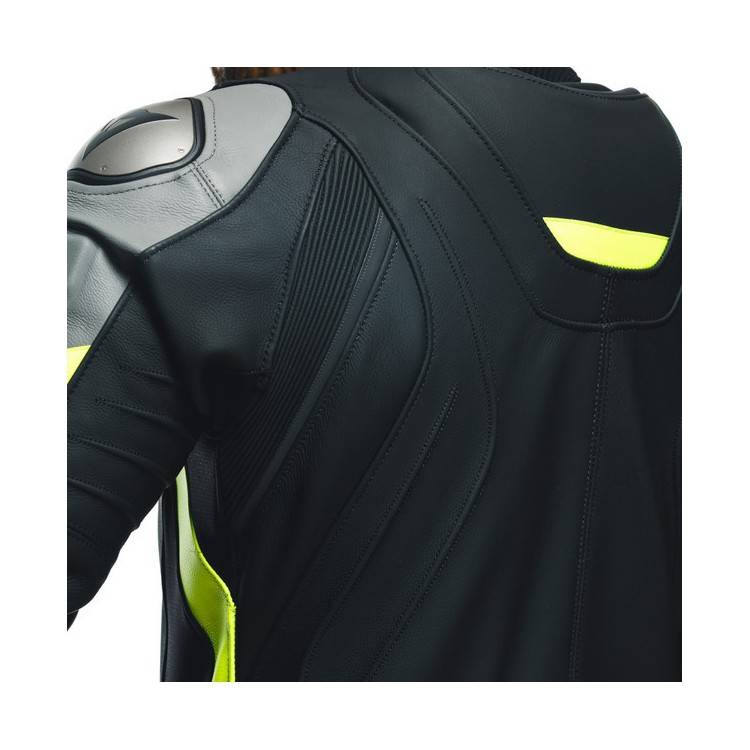 TUTA AVRO 4 PELLE 2PCS  BLACK-MATT CHARCOAL-GRAY FLUO-YELLO | DAINESE