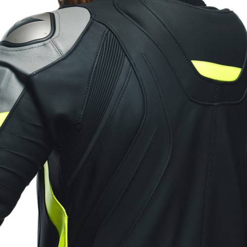 TUTA AVRO 4 PELLE 2PCS  BLACK-MATT CHARCOAL-GRAY FLUO-YELLO | DAINESE