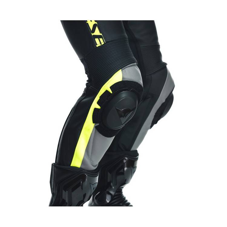 TUTA AVRO 4 PELLE 2PCS  BLACK-MATT CHARCOAL-GRAY FLUO-YELLO | DAINESE