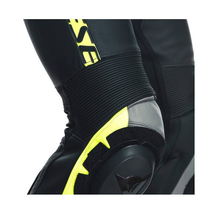 TUTA AVRO 4 PELLE 2PCS  BLACK-MATT CHARCOAL-GRAY FLUO-YELLO | DAINESE