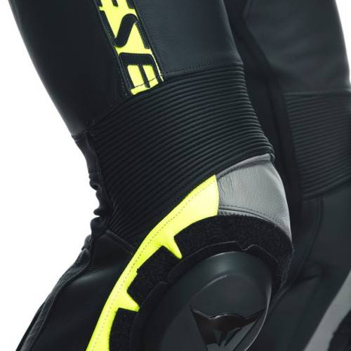 TUTA AVRO 4 PELLE 2PCS  BLACK-MATT CHARCOAL-GRAY FLUO-YELLO | DAINESE