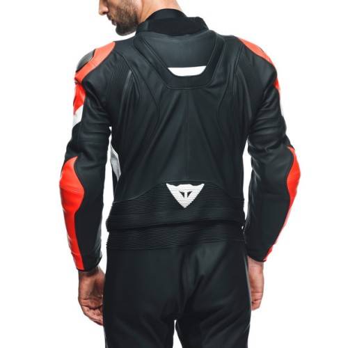 TUTA AVRO 4 PELLE 2PCS  BLACK-MATT FLUO-RED WHITE MAN | DAINESE