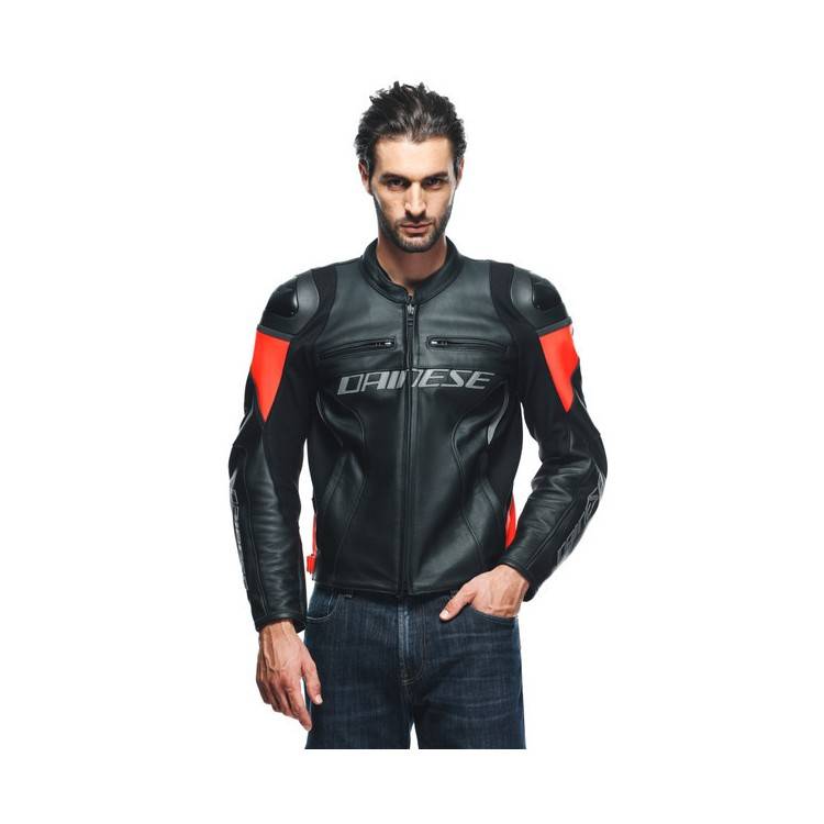 GIACCA RACING 4 PELLE  BLACK FLUO-RED MAN | DAINESE