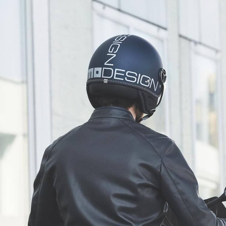CASCO JET FGTR EVO MOMO E2205 BLU OPACO ARGENTO | MOMO DESIGN