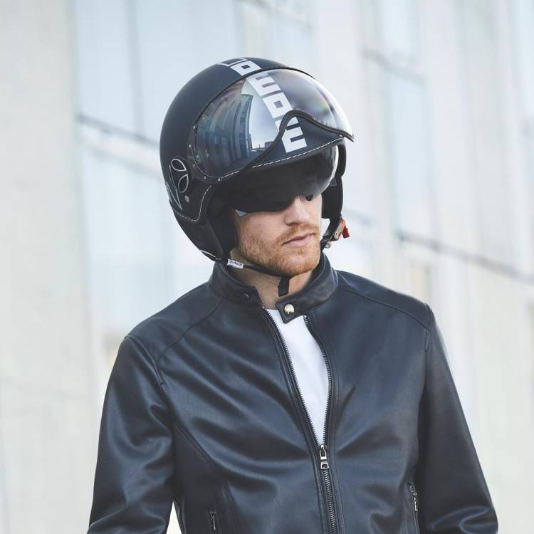 CASCO JET FGTR EVO MOMO E2205 BLU OPACO ARGENTO | MOMO DESIGN
