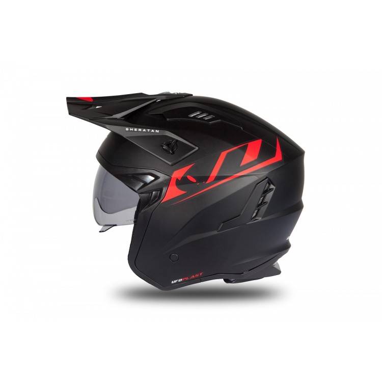 CASCO OFFROAD SHERATAN JET BLACK-RED MATT | UFO PLAST