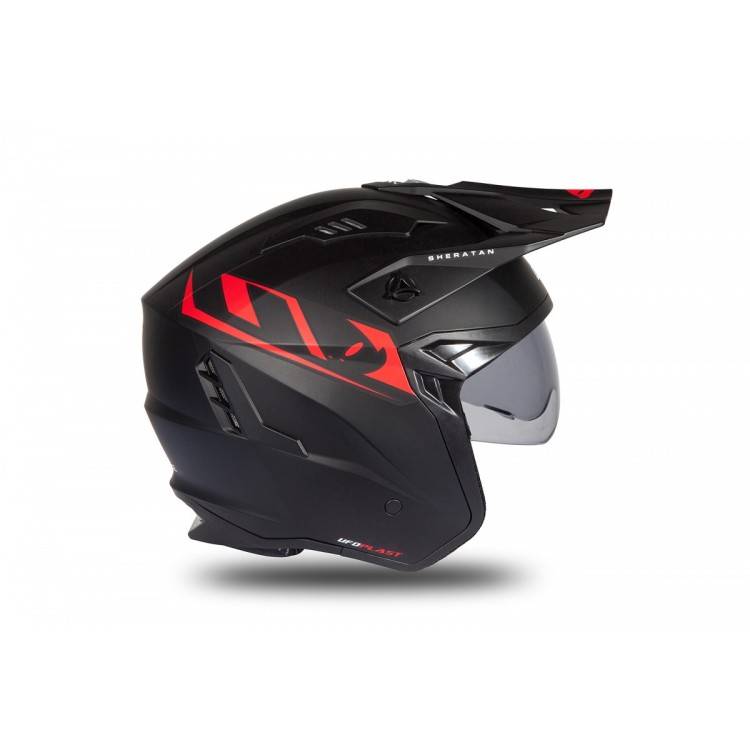 CASCO OFFROAD SHERATAN JET BLACK-RED MATT | UFO PLAST
