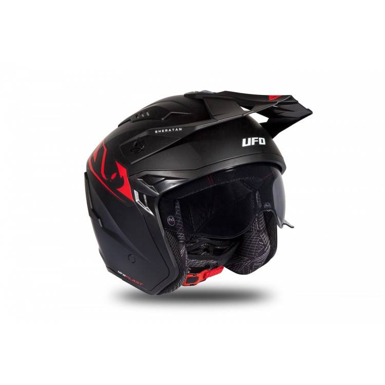 CASCO OFFROAD SHERATAN JET BLACK-RED MATT | UFO PLAST