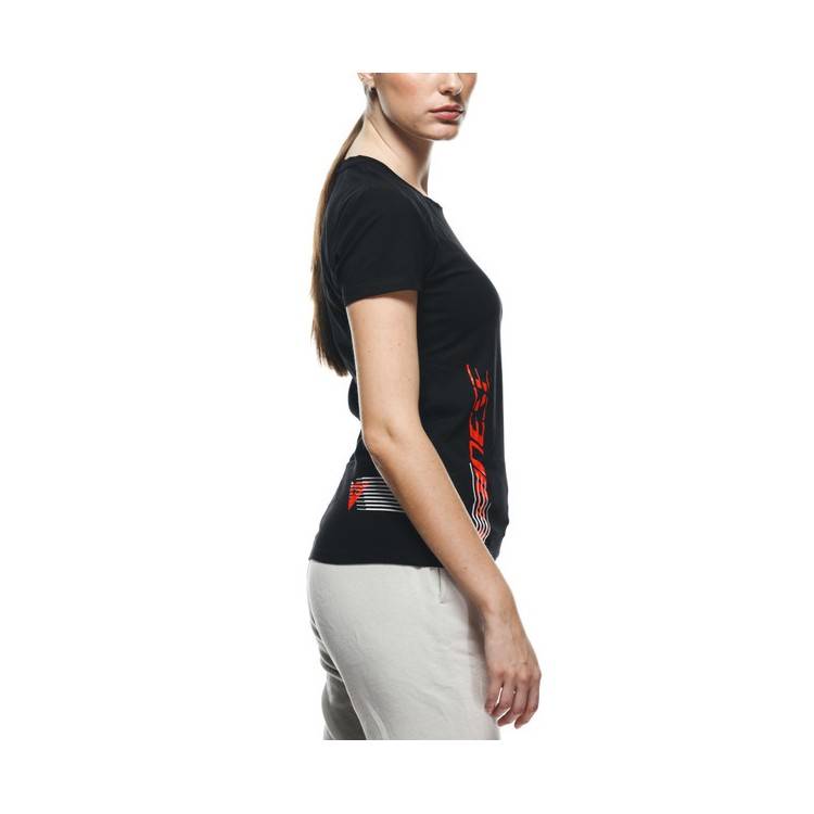 DAINESE T-SHIRT LOGO LADY BLACK FLUO-RED | DAINESE