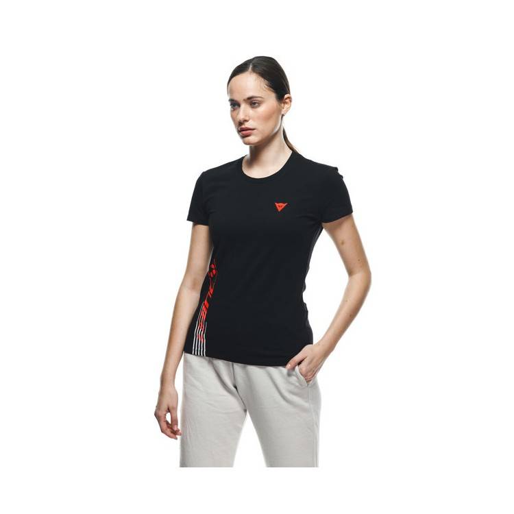 DAINESE T-SHIRT LOGO LADY BLACK FLUO-RED | DAINESE