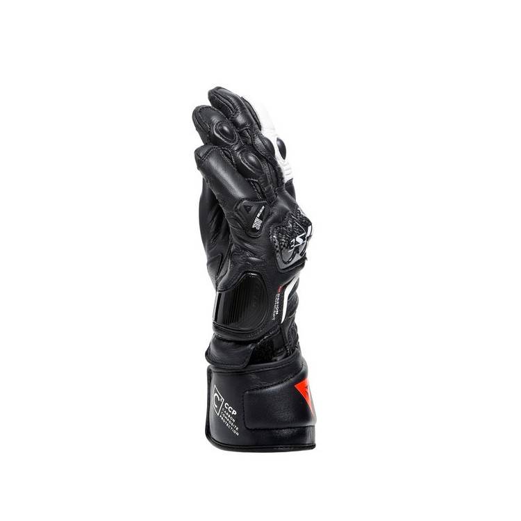 CARBON 4 LONG LADY LEATHER GLOVES BLACK BLACK WHITE | DAINESE