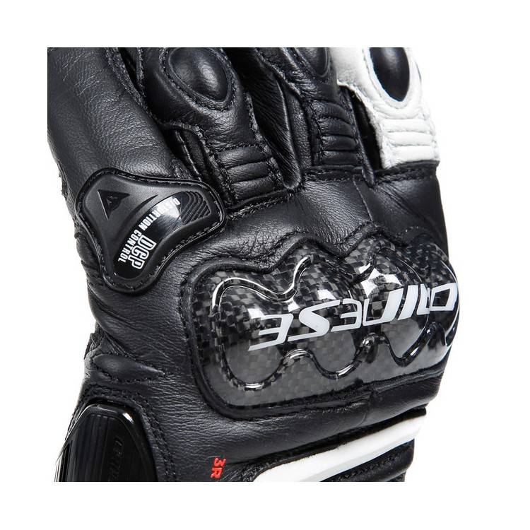 CARBON 4 LONG LADY LEATHER GLOVES BLACK BLACK WHITE | DAINESE