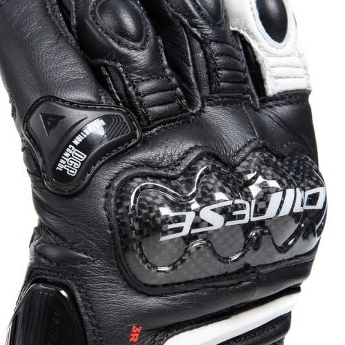 CARBON 4 LONG LADY LEATHER GLOVES BLACK BLACK WHITE | DAINESE
