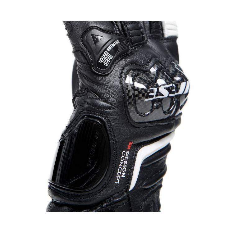 CARBON 4 LONG LADY LEATHER GLOVES BLACK BLACK WHITE | DAINESE