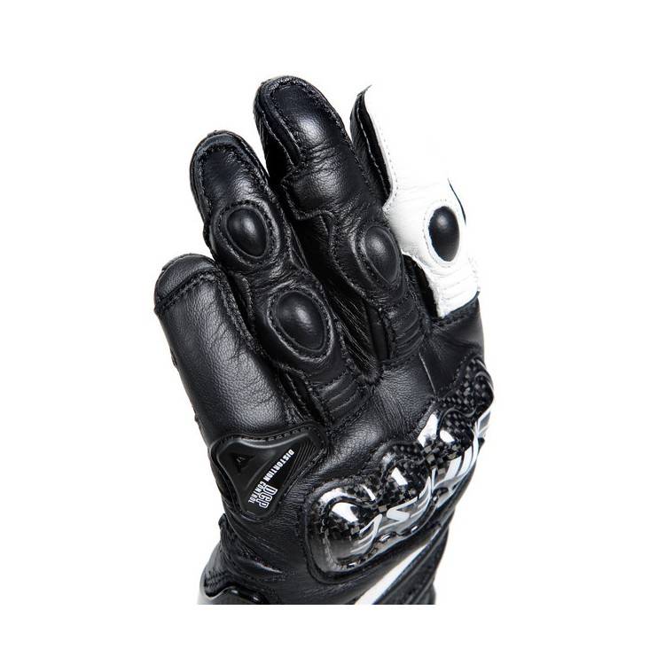 CARBON 4 LONG LADY LEATHER GLOVES BLACK BLACK WHITE | DAINESE
