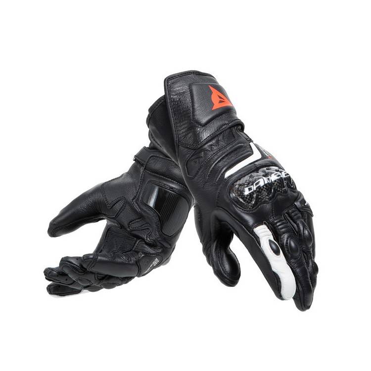 CARBON 4 LONG LADY LEATHER GLOVES BLACK BLACK WHITE | DAINESE