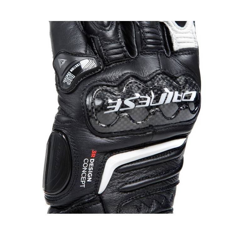 CARBON 4 LONG LADY LEATHER GLOVES BLACK BLACK WHITE | DAINESE