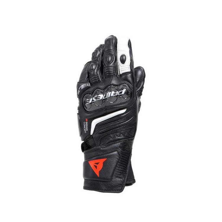 CARBON 4 LONG LADY LEATHER GLOVES BLACK BLACK WHITE | DAINESE