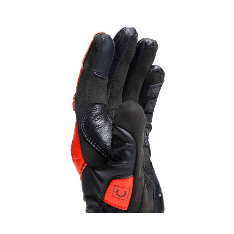 CARBON 4 SHORT LEATHER GLOVES BLACK FLUO-RED | DAINESE