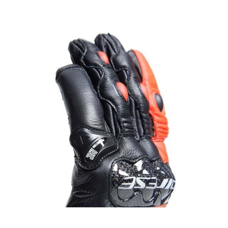 CARBON 4 SHORT LEATHER GLOVES BLACK FLUO-RED | DAINESE