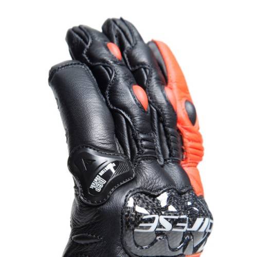 CARBON 4 SHORT LEATHER GLOVES BLACK FLUO-RED | DAINESE