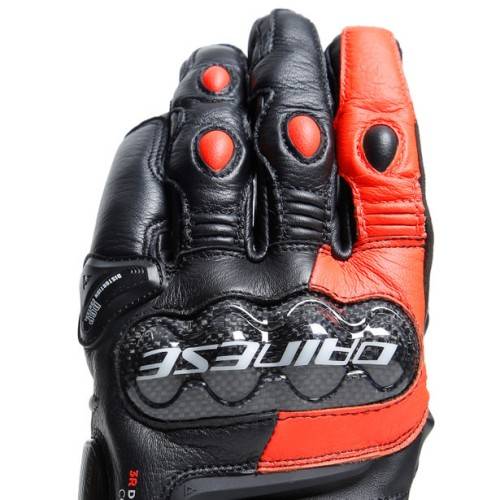 CARBON 4 SHORT LEATHER GLOVES BLACK FLUO-RED | DAINESE