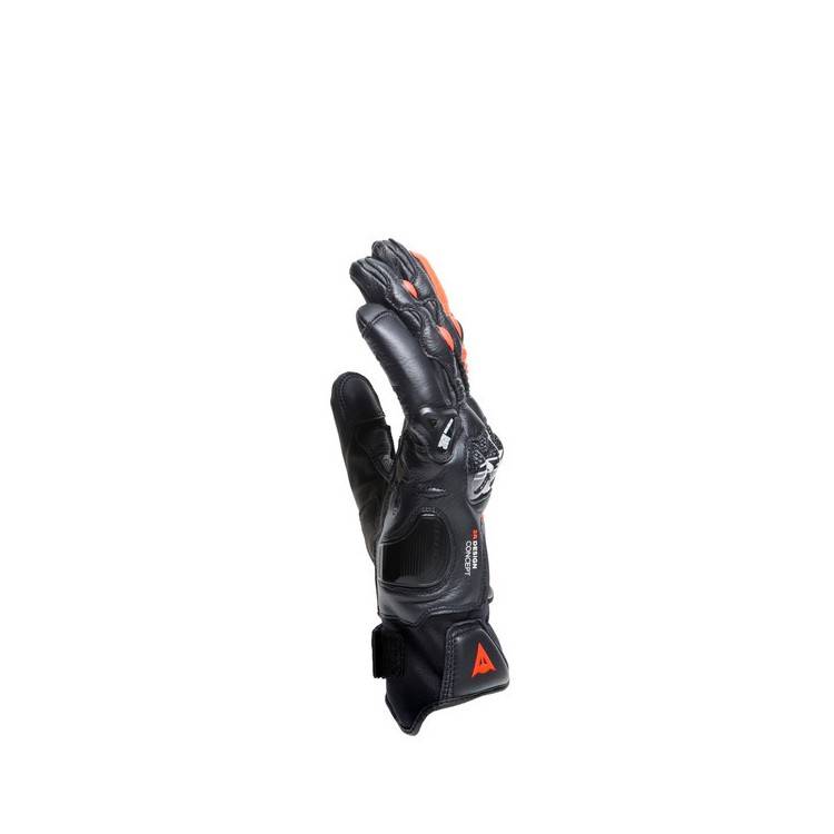 CARBON 4 SHORT LEATHER GLOVES BLACK FLUO-RED | DAINESE