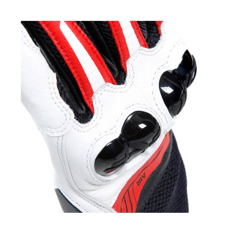 MIG 3 UNISEX LEATHER GLOVES BLACK WHITE LAVA-RED | DAINESE
