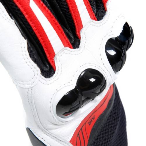MIG 3 UNISEX LEATHER GLOVES BLACK WHITE LAVA-RED | DAINESE