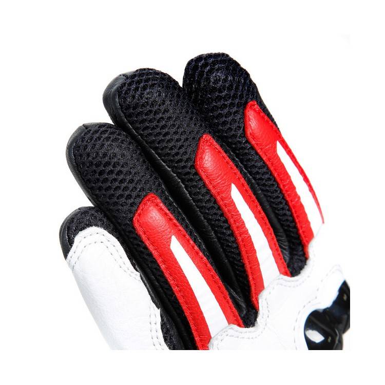 MIG 3 UNISEX LEATHER GLOVES BLACK WHITE LAVA-RED | DAINESE