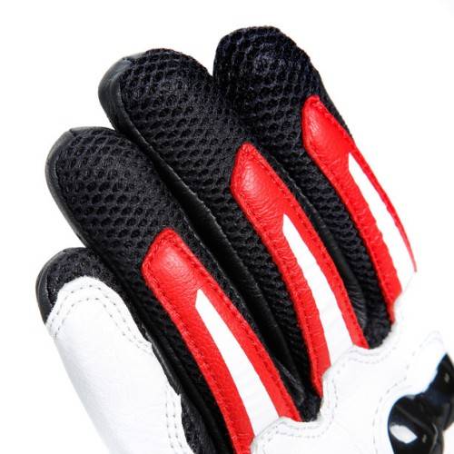 MIG 3 UNISEX LEATHER GLOVES BLACK WHITE LAVA-RED | DAINESE