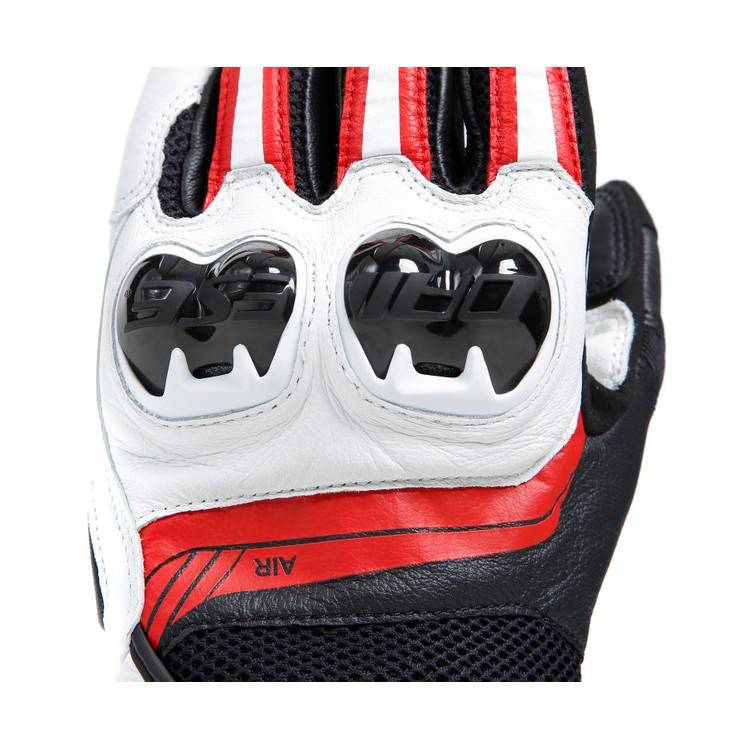 MIG 3 UNISEX LEATHER GLOVES BLACK WHITE LAVA-RED | DAINESE
