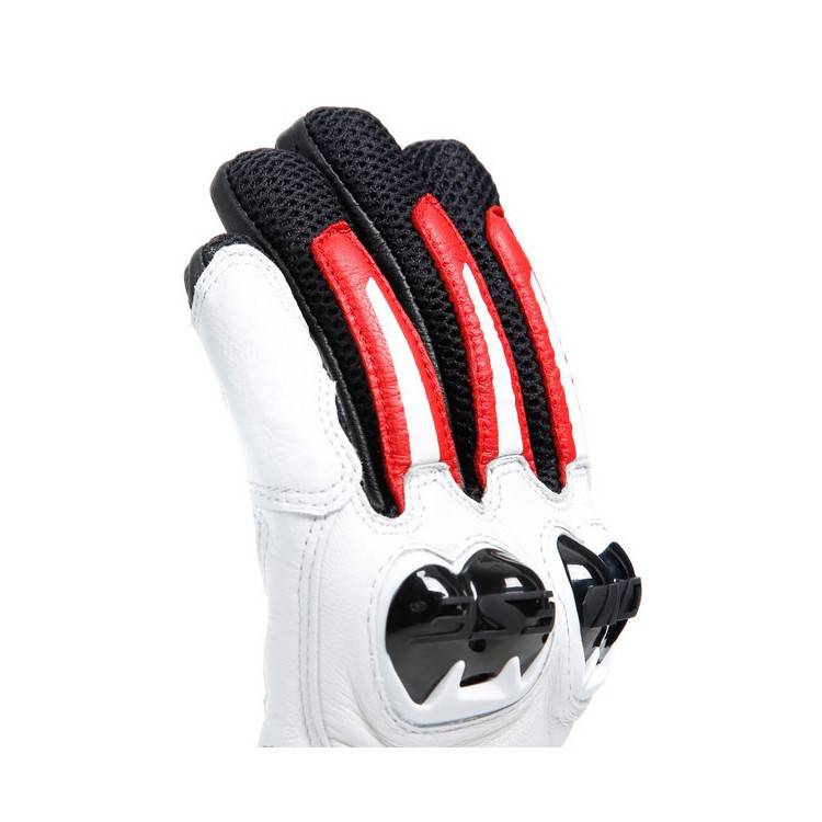 MIG 3 UNISEX LEATHER GLOVES BLACK WHITE LAVA-RED | DAINESE