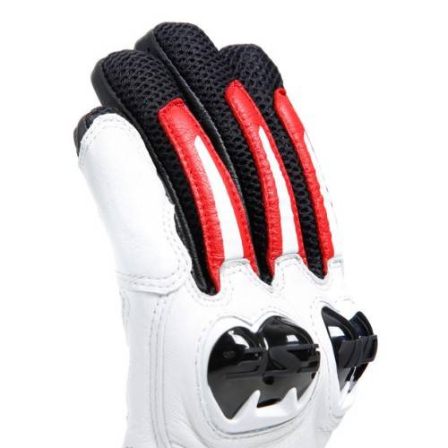 MIG 3 UNISEX LEATHER GLOVES BLACK WHITE LAVA-RED | DAINESE