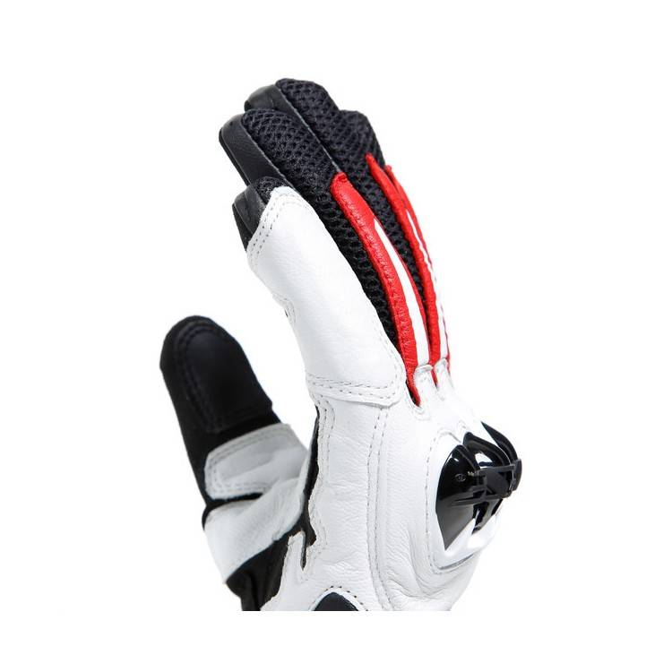 MIG 3 UNISEX LEATHER GLOVES BLACK WHITE LAVA-RED | DAINESE