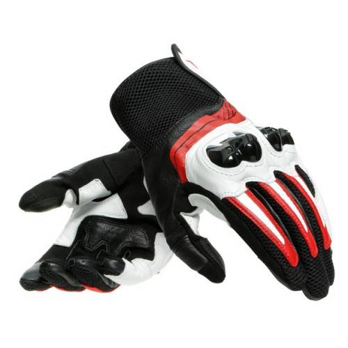 MIG 3 UNISEX LEATHER GLOVES BLACK WHITE LAVA-RED | DAINESE